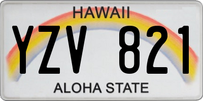 HI license plate YZV821
