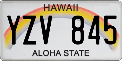 HI license plate YZV845