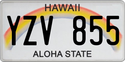 HI license plate YZV855