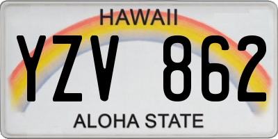 HI license plate YZV862