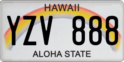 HI license plate YZV888