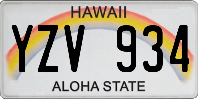 HI license plate YZV934