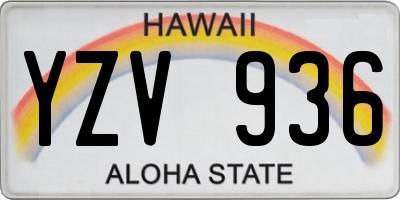 HI license plate YZV936