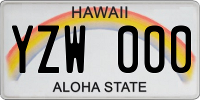 HI license plate YZW000