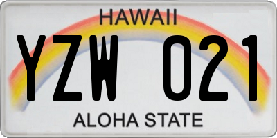 HI license plate YZW021