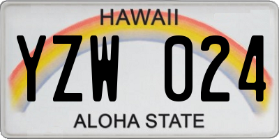 HI license plate YZW024