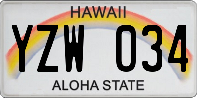 HI license plate YZW034