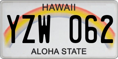 HI license plate YZW062