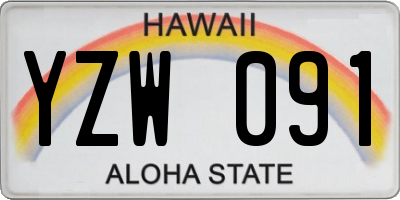 HI license plate YZW091