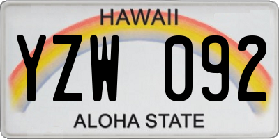 HI license plate YZW092