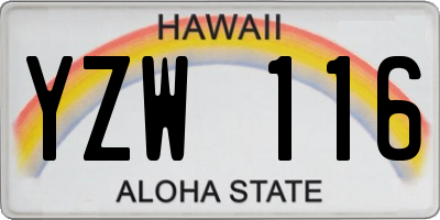 HI license plate YZW116