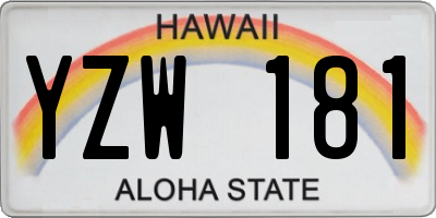 HI license plate YZW181