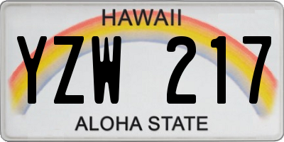 HI license plate YZW217