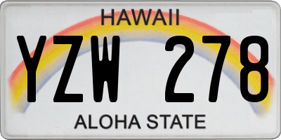 HI license plate YZW278