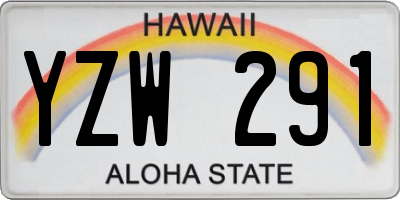 HI license plate YZW291