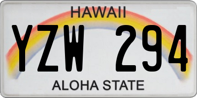 HI license plate YZW294