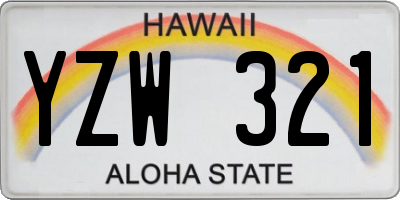 HI license plate YZW321