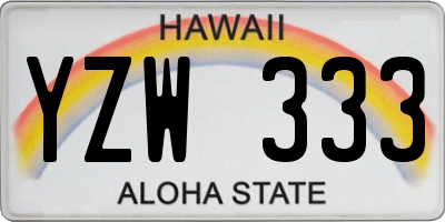 HI license plate YZW333