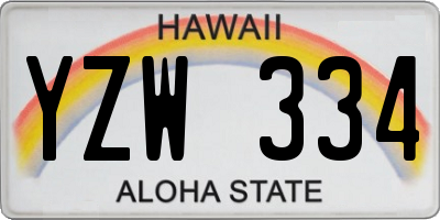 HI license plate YZW334