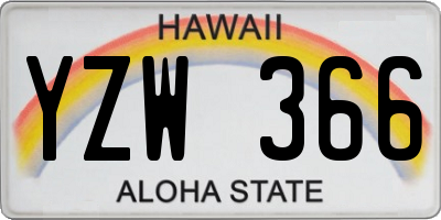 HI license plate YZW366