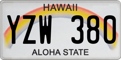HI license plate YZW380