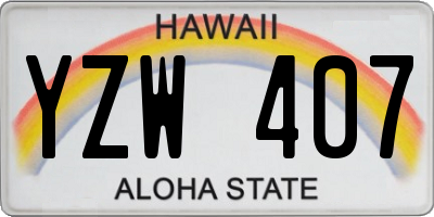 HI license plate YZW407