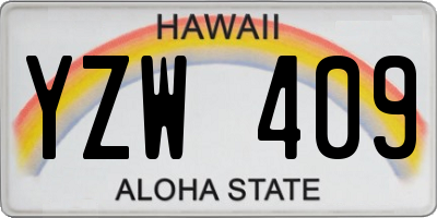 HI license plate YZW409