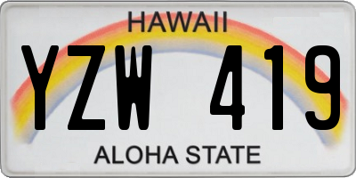 HI license plate YZW419