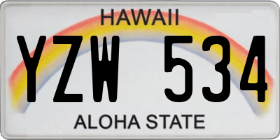 HI license plate YZW534