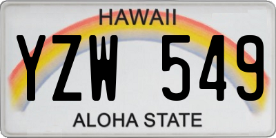 HI license plate YZW549