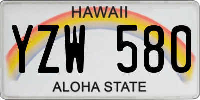 HI license plate YZW580