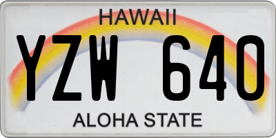 HI license plate YZW640