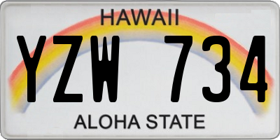 HI license plate YZW734
