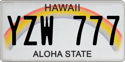 HI license plate YZW777