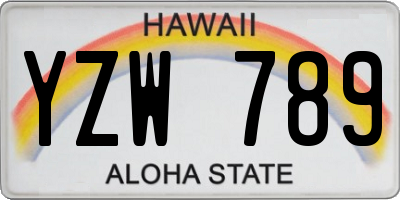 HI license plate YZW789