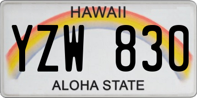 HI license plate YZW830