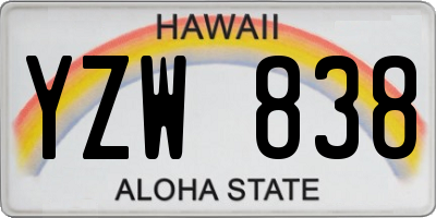 HI license plate YZW838
