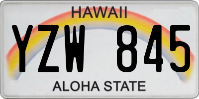 HI license plate YZW845