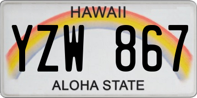 HI license plate YZW867