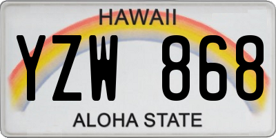 HI license plate YZW868
