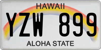 HI license plate YZW899