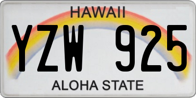 HI license plate YZW925