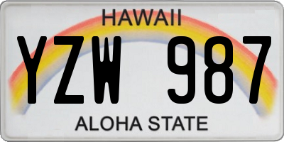 HI license plate YZW987
