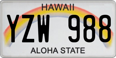HI license plate YZW988