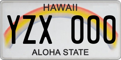 HI license plate YZX000