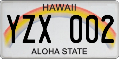 HI license plate YZX002