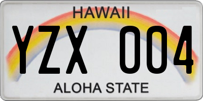 HI license plate YZX004