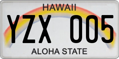 HI license plate YZX005