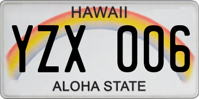 HI license plate YZX006