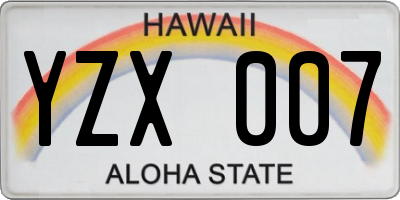 HI license plate YZX007
